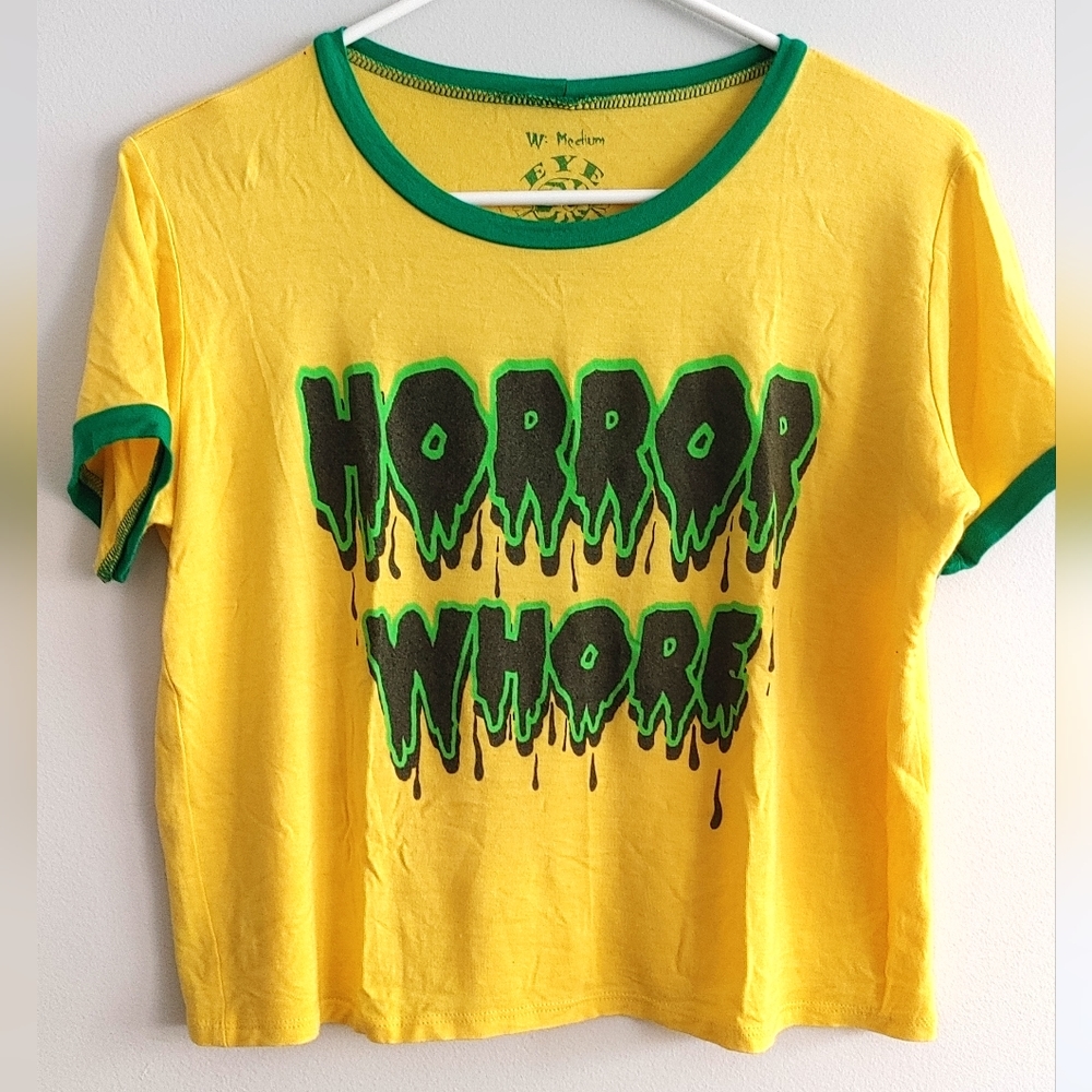 Yellow Horror Print Crop Top